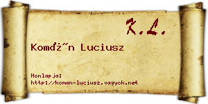 Komán Luciusz névjegykártya